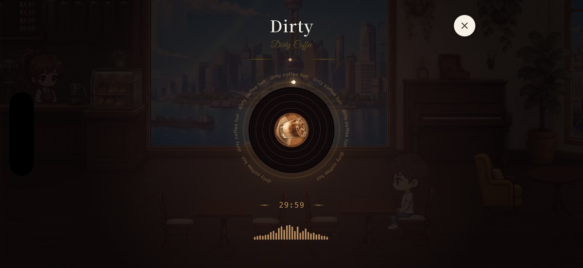 Focus music player with countdown timer